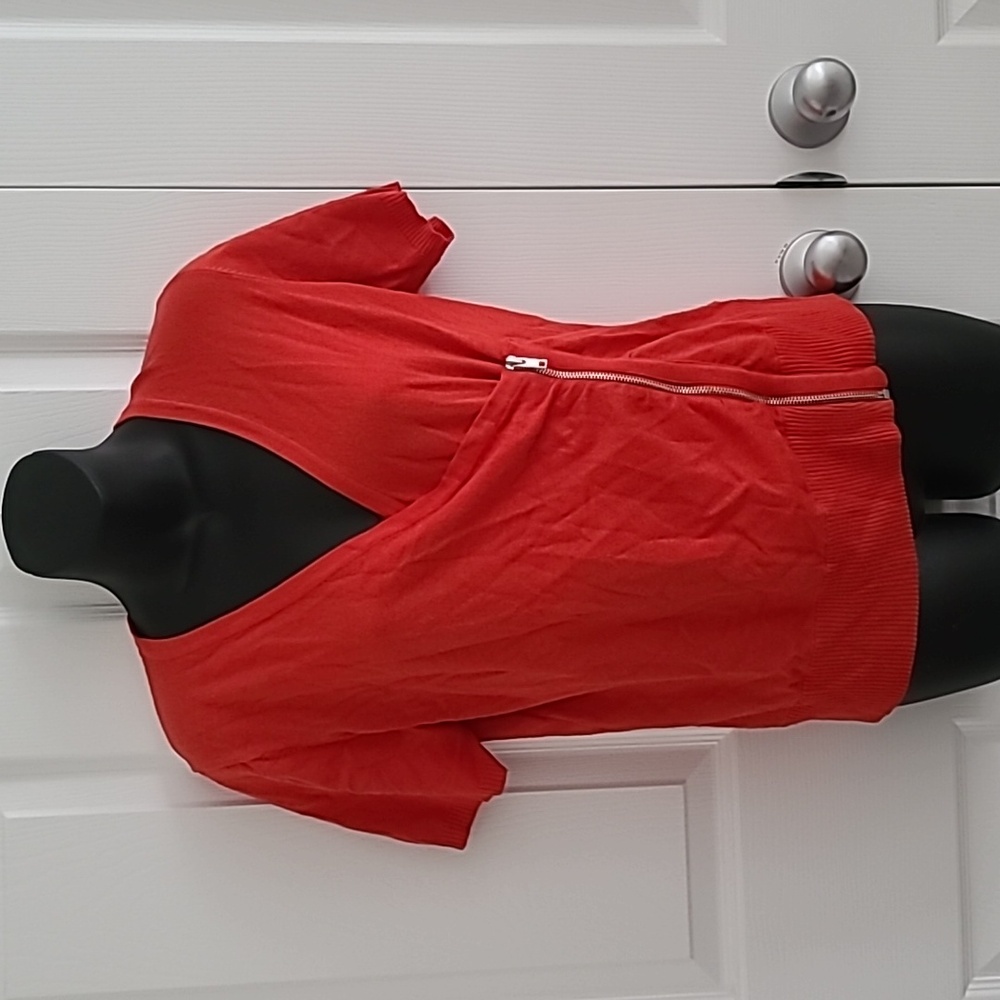 Orange zipper faux wrap Ricki's sweater in size medium